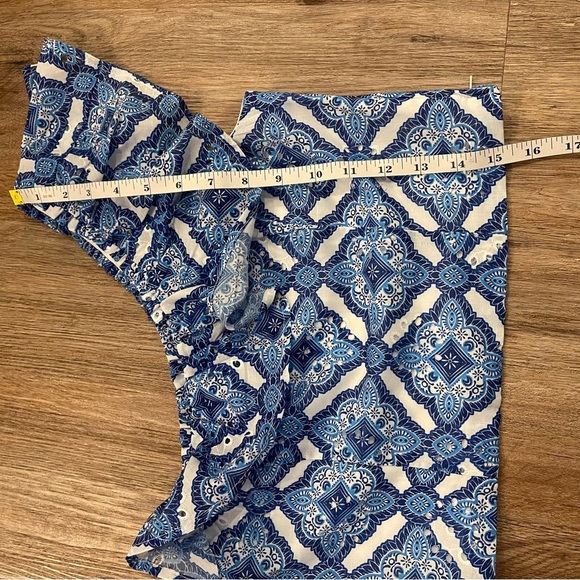 Mi Ami Matching Set Blouse Shorts Women’s S Blue White One Shoulder Cropped Boho - Picture 9 of 13